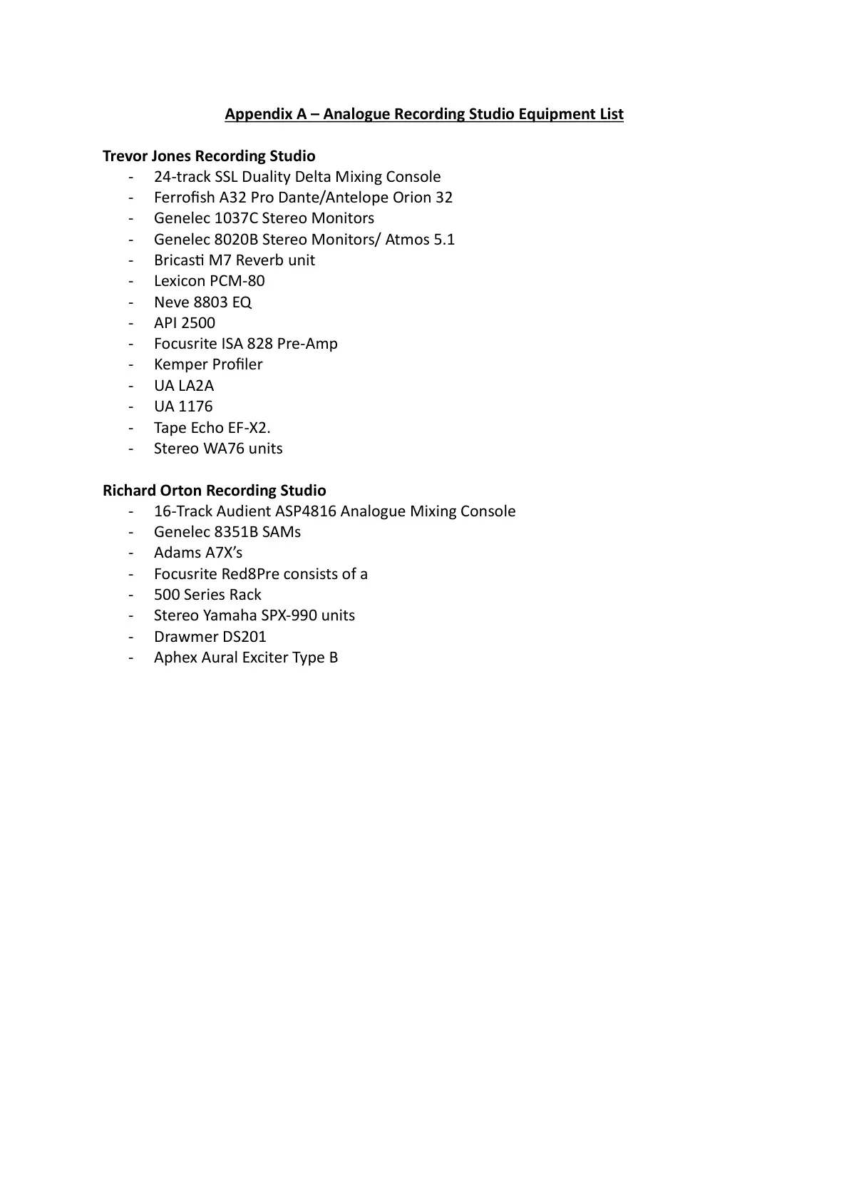 Appendix A page 1 of 1